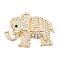 Zinc Alloy Pendants, with Rhinestone, Elephant, Crystal, 38.5x55.5x9mm, Hole: 2mm