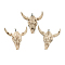 Resin Pendants, Cattle Head Shaped Charms with Brass Snap on Bails, Platinum, 48x47x15mm, Hole: 5x8mm