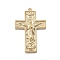 304 Stainless Steel Pendants, Cross with Jesus Charm, Ion Plating(IP), Real 18K Gold Plated, 38x25.5x5.5mm, Hole: 1.8mm