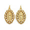 Brass Micro Pave Cubic Zirconia Pendants, with Jump Rings, Nickel Free, Oval with Virgin, Real 16K Gold Plated, 26x15x3mm, Jump Ring: 5x1mm, 3mm inner diameter