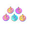Rack Plating Rainbow Color 201 Stainless Steel Rhinestone Settings, Flat Round with Flower, Fit for 1mm Rhinestone, 21.5x18.5x2.5mm, Hole: 2mm