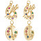 8Pcs 2 Style Brass Micro Colorful Cubic Zirconia Pendants, Long-Lasting Plated, Paint Palette Charm, Real 18K Gold Plated, 21.5x16.5~22.5x2.5~3mm, Hole: 3.5~3.7mm, 4pcs/style