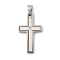 304 Stainless Steel Pendants, with Rhinestone, Cross Charm, Stainless Steel Color, 38x18x3mm, Hole: 5x4.5mm