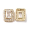 Brass Pave Cubic Zirconia with Glass Multi-Strand Links, Cadmium Free & Nickel Free & Lead Free, Rectangle, Clear, 11x9x5mm, Hole: 0.9x2.5~4mm