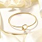 304 Stainless Steel Bangle, End with Immovable Round Beads, Golden, 2-3/8 inch(6~6.5cm)