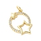 Brass Micro Pave Cubic Zirconia Pendants, Cadmium Free & Lead Free, with Jump Ring, Real 18K Gold Plated, Star, 19x17.5x2.5mm, Hole: 3.5mm