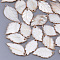 Electroplate Freshwater Shell Pendants, Leaf, Seashell Color, 34~45x19~24x3mm, Hole: 1.8mm