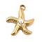 Ion Plating(IP) 304 Stainless Steel Pendants, with Plastic Bead, Starfish Charms, Golden, 18x16x4mm, Hole: 2mm