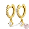 Sterling Silver Hoop Earrings, with Natural Pearl Drop, Real 18K Gold Plated, 12x12mm
