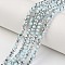 Electroplate Opaque Glass Beads Strands, Half Silver Plated, Faceted, Rondelle, Pale Turquoise, 4x3mm, Hole: 0.4mm, about 110~115pcs/strand, 39~40cm