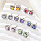Elegant Zircon Square Stud Earrings for Women, Fashionable and Versatile, Square, Silver, Clear, 9x9mm