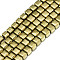 Electroplate Non-magnetic Synthetic Hematite Beads Strands, Cube, Real 18K Gold Plated, 3.5x4x4mm, Hole: 0.9mm, about 105~110pcs/strand, 15.75 inch(40cm)