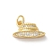 Rack Plating Brass Clear Cubic Zirconia Pendants, with Jump Ring, Long-Lasting Plated, Cadmium Free & Lead Free, Hat Charms, Real 18K Gold Plated, 14x18x4mm, Hole: 3mm