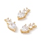 Brass Micro Pave Clear Cubic Zirconia Pendants, Cadmium Free & Lead Free, Heart, Real 18K Gold Plated, 20x9x6mm, Hole: 1.2mm