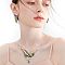 Leaf Alloy Enamel Pendant Necklaces & Stud Dangle Earrings Sets, Platinum, 400mm