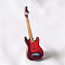 Miniature Wooden Guitar, for Dollhouse Accessories Pretending Prop Decorations, Dark Red, 21.5x66x7mm