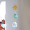 Glass Pendant Decorations, with Metal Finding and Natural Fluorite Chips, for Home Bedroom Hanging Decorations, 350mm