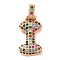Brass Micro Pave Cubic Zirconia Pendants, Nickel Free, Real 18K Gold Plated, Colorful, Letter I, 18.5~24x12.5~25.5x5~5.5mm, Hole: 5x3mm