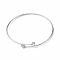 Tarnish Resistant Adjustable 304 Stainless Steel Wire Cuff Bangle Making, with Irremovable Ball, Stainless Steel Color, Inner Diameter: 2-3/4 inch(7.1cm)