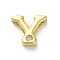 Rack Plating Brass Cubic Zirconia Beads, for Personalized Name Necklaces Making, Long-Lasting Plated, Lead Free & Cadmium Free, Alphabet, Letter Y, 11x14.5x4.8mm, Hole: 2.7mm