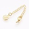 Brass Chain Extender, with Lobster Claw Clasps, Cadmium Free & Nickel Free & Lead Free, Long-Lasting Plated, Flower, Real 18K Gold Plated, 70~75x3mm, Hole: 2.5mm, Clasps: 10x6x3mm