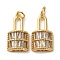 Brass Micro Pave Cubic Zirconia Pendants, Lock, Long-Lasting Plated, Cadmium Free & Lead Free, Rack Plating, with Jump Ring, Real 18K Gold Plated, 21.5x11x5mm, Hole: 3.5mm