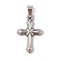304 Stainless Steel Pendants, Cross Charm, Religion, Stainless Steel Color, 25x17x3mm, Hole: 6x3mm