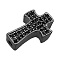 Brass Micro Pave Cubic Zirconia Beads, Cadmium Free & Nickel Free & Lead Free, Cross, Electrophoresis Black, 14x9x4mm, Hole: 1.2mm, 3pcs/bag