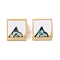 Ion Plating(IP) 304 Stainless Steel Enamel Beads, Square with Mountain, Golden, 8x8x3mm, Hole: 2mm