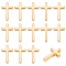 30Pcs Brass Beads, Cross, Nickel Free, Real 18K Gold Plated, 13x8.5x2.5mm, Hole: 1mm