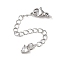 Brass with Cubic Zirconia Chain Extender, End Chains, Cadmium Free & Nickel Free & Lead Free, Heart, Platinum, 73mm
