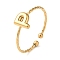 304 Stainless Steel Open Cuff Rings, Jewely for Women, Real 18K Gold Plated, Letter P, Inner Diameter: 19mm, Letter: 7x6mm