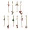 Christmas Theme Alloy Enamel Asymmetrical Earrings, Golden 304 Stainless Steel Dangle Stud Earrings for Women, Mixed Shape, Mixed Color, 56~57mm, Pin: 0.8mm