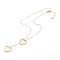Rack Plating Alloy Lariat Necklaces, with Brass Cable Chains, Textured Heart, Golden, 18.9 inch(48cm)