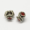 Alloy Rhinestone European Beads, Large Hole Beads, Antique Silver, Light Siam, 12x13x8~9mm, Hole: 5mm