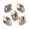 Natural Sunstone Pendants, with Golden Brass Finding, Straberry Shape Charms, Faceted, 25x17.5x7mm, Hole: 1.6mm