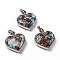 Glass Bottle Pendants, with Natural Gemstone Chips and Platinum Plated Alloy Findings, Heart, 40x32.5x11mm, Hole: 8x5mm