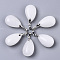Natural White Jade Pendants, with Stainless Steel Pinch Bails, Teardrop, Stainless Steel Color, 24x15x9~10mm, Hole: 5x4mm