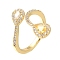 Teardrop Rack Plating Brass Micro Pave Cubic Zirconia Open Cuff Rings for Women, Cadmium Free & Lead Free, Long-Lasting Plated, Real 18K Gold Plated, Inner Diameter: 18mm