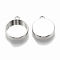 Brass Pendant Cabochon Settings, Plain Edge Bezel Cups, Flat Round, Nickel Free, Real Platinum Plated, Tray: 10mm, 14x11.5x3.5mm, Hole: 1.5mm