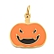 Halloween 304 Stainless Steel Charms, with Enamel and Jump Ring, Real 14K Gold Plated, Pumpkin Charm, Dark Orange, 12x12x1mm, Hole: 3mm