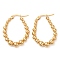 304 Stainless Steel Beaded Teardrop Hoop Earrings, Real 18K Gold Plated, 31x24x5mm