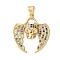 Brass Micro Pave Cubic Zirconia Pendants, Wing with Skull, Long-Lasting Plated, Cadmium Free & Lead Free, Rack Plating, Real 18K Gold Plated, 25x21x5mm, Hole: 4.5x4mm