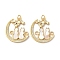 Brass Micro Pave Clear Cubic Zirconia Pendants, Cadmium Free & Lead Free, with Shell and Jump Ring, Real 18K Gold Plated, Moon, 25x23.5x2mm, Hole: 3mm