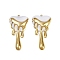 304 Stainless Steel Enamel Pendants, Ion Plating(IP), Melting Heart Charms, Real 18K Gold Plated, White, 33x17x4.5mm, Hole: 1.2mm