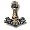 Viking 304 Stainless Steel Pendants, Anchor with Valknut Charm, Antique Silver & Golden, 42x34.5x8mm, Hole: 7x5mm