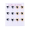 Ion Plating(IP) 304 Stainless Steel Heart Stud Earrings, with Micro Pave Cubic Zirconia, Golden & Stainless Steel Color, Blue, 10x9mm