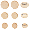 Dyed Wood Brooch Cabochon Settings, with Stainless Steel Safety Pins, Flat Round, Lemon Chiffon, Tray: 20~30mm, 25~35x5mm, 8pcs/style