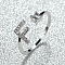 Brass Micro Pave Cubic Zirconia Cuff Rings for Women, Open Rings, Platinum, Letter F, Inner Diameter: 16~19mm