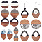 14Pcs 7 Styles Opaque Resin & Walnut Wood Pendants, Waxed, Teardrop & Flat Round, Mixed Shapes, Mixed Color, 24.5~38x17~35x2~3.5mm, Hole: 2~17mm, 2pcs/style